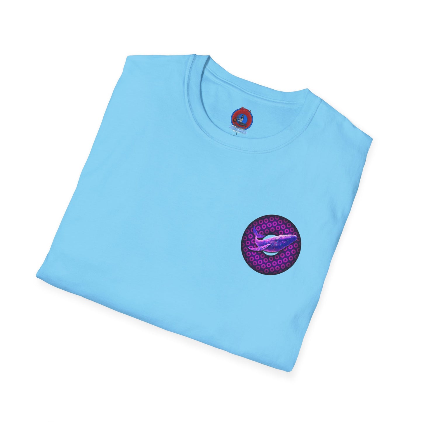 Classic Donut Tee - Unisex Soft-Style - "A Purple Humpback Whale of a Good Time" - variant 1 - purple paradoxical donut