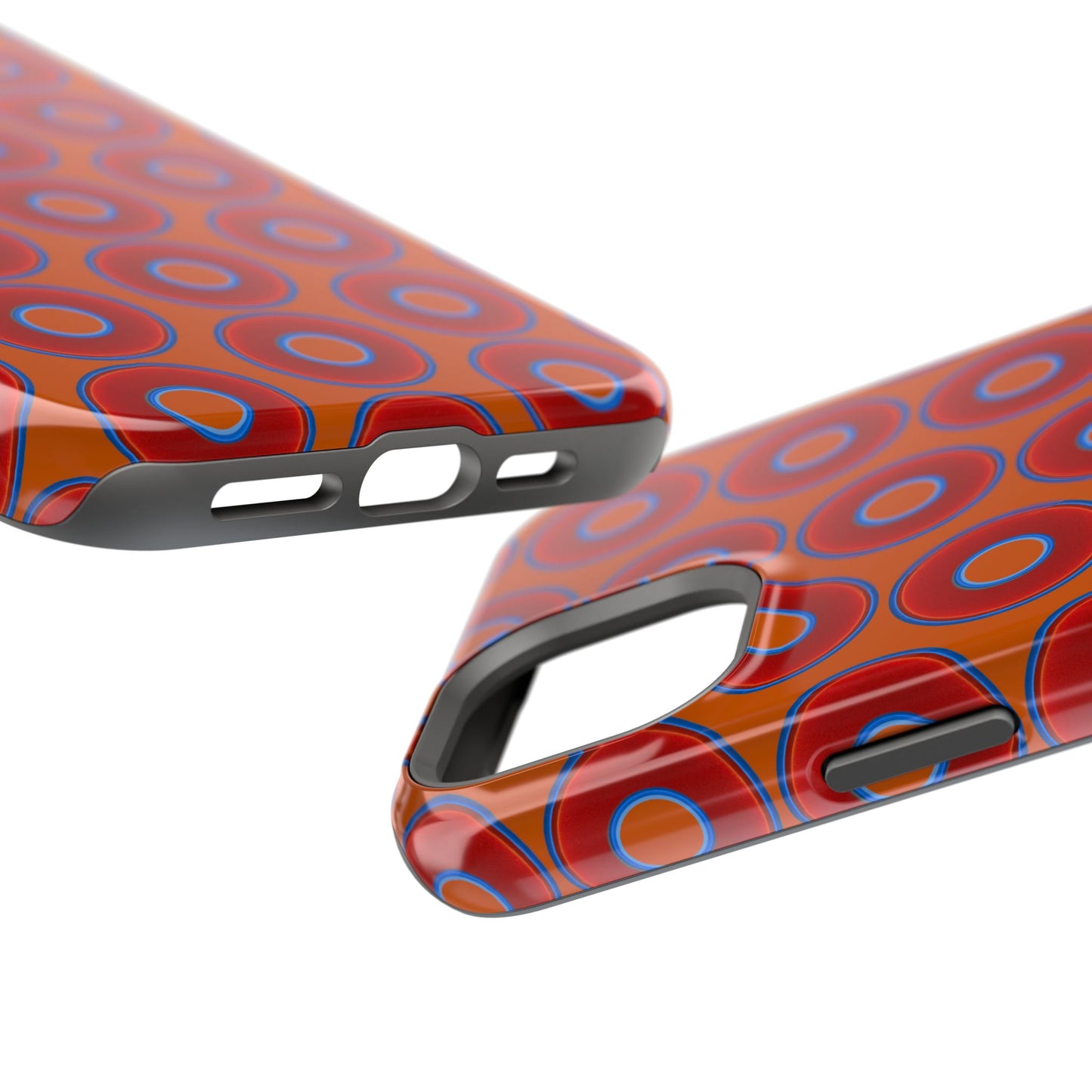 Magnetic Tough Donut Case - red vivid donut print w/dark orange background