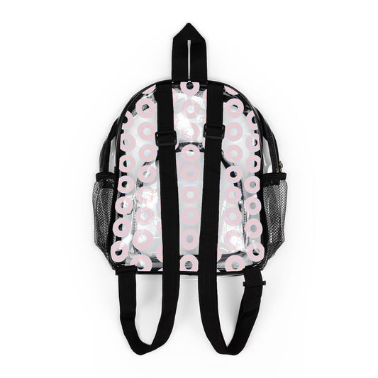 Lumpy Clear Pack/Concert Buddy - Plain Rustic Donut Print - magenta red/bright blue