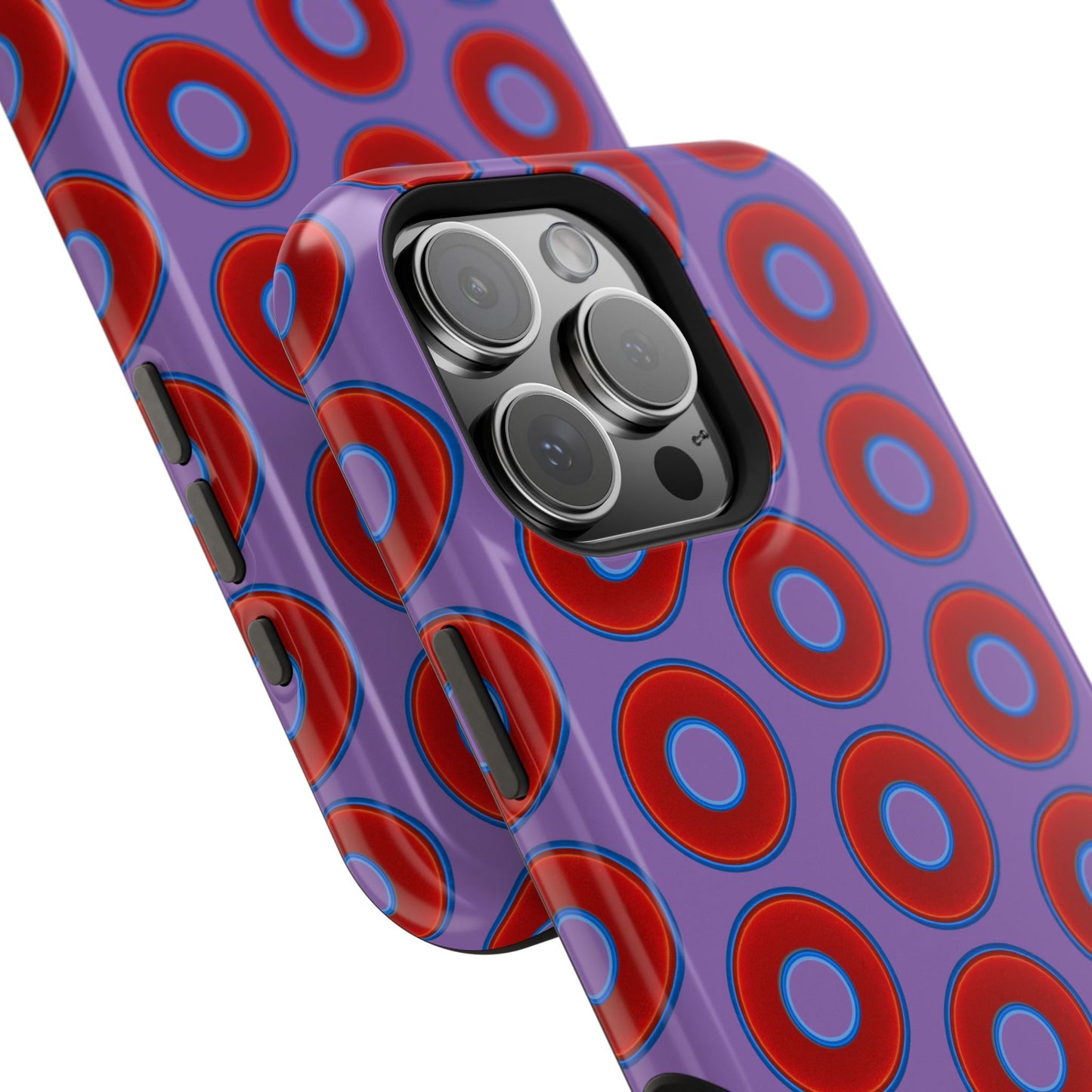 Impact-Resistant Lumpy Donut Case - red vivid donut print w/light purple background
