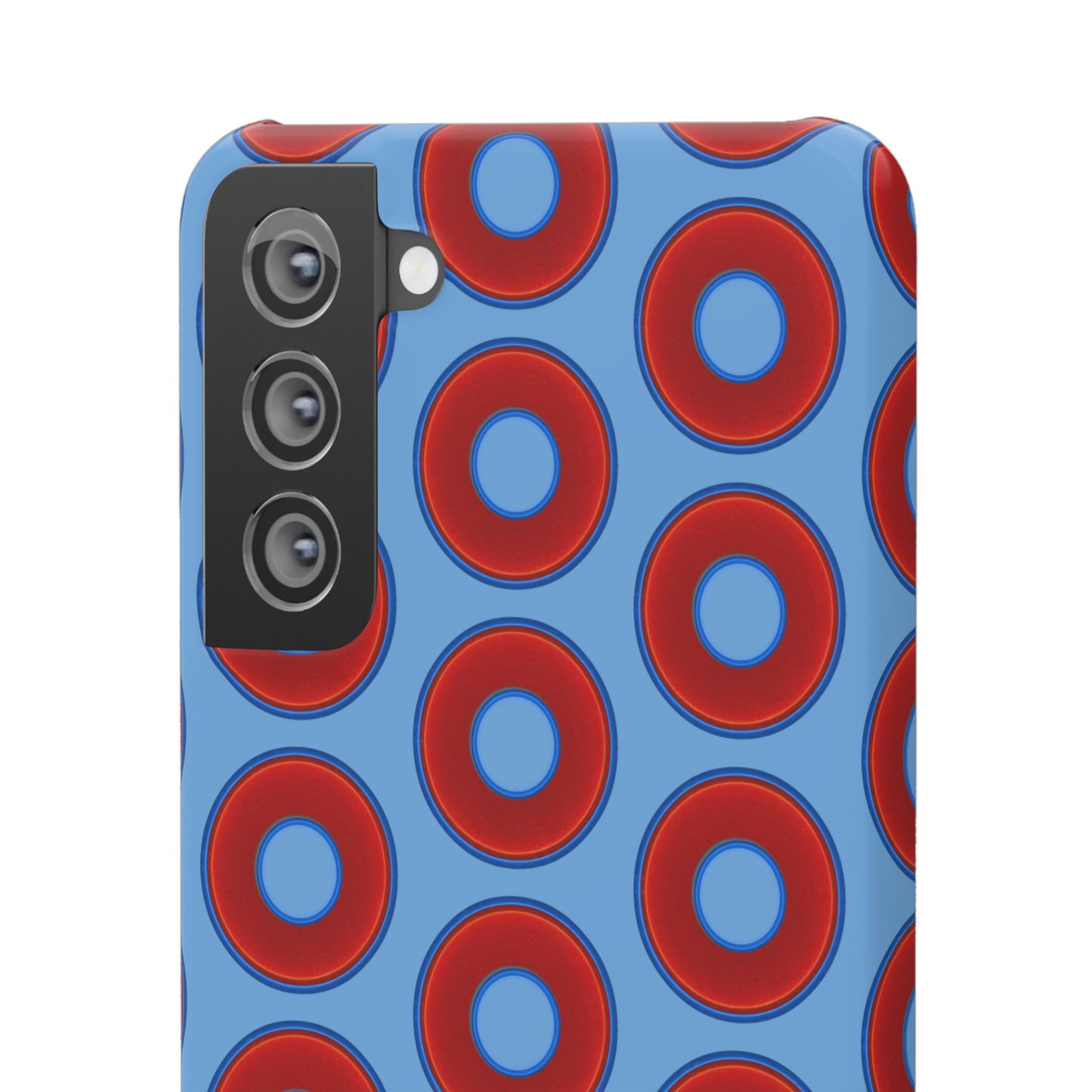 Lumpy Donut Snap Case - red vivid donut print w/light blue background