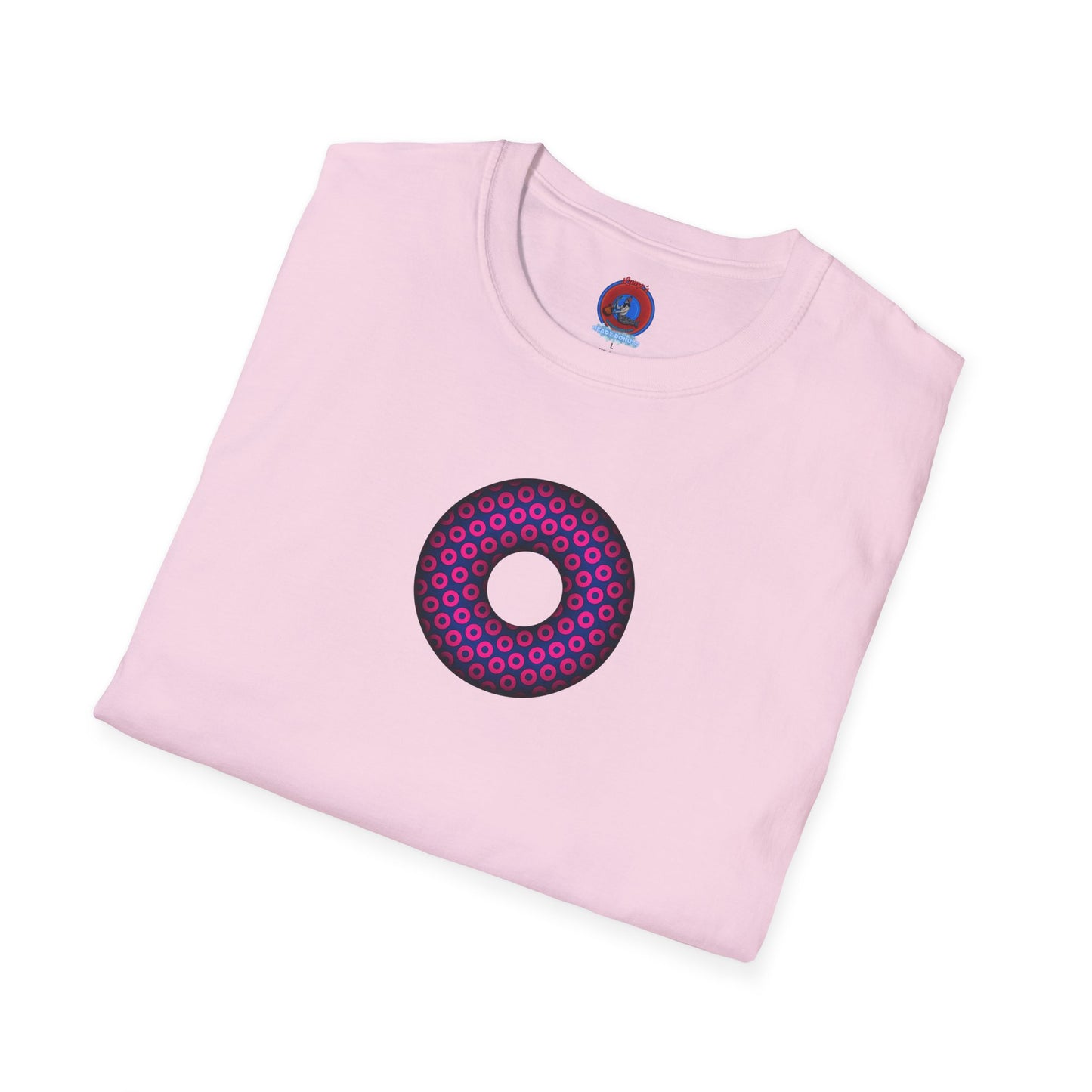Plain Donuts/Unisex Soft-Style - "Plain Paradoxical Grided Donuts" - light magenta/dark blue donuts