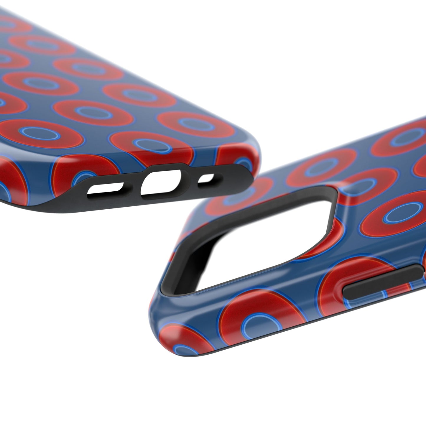 Impact-Resistant Lumpy Donut Case - red vivid donut print w/light navy blue background