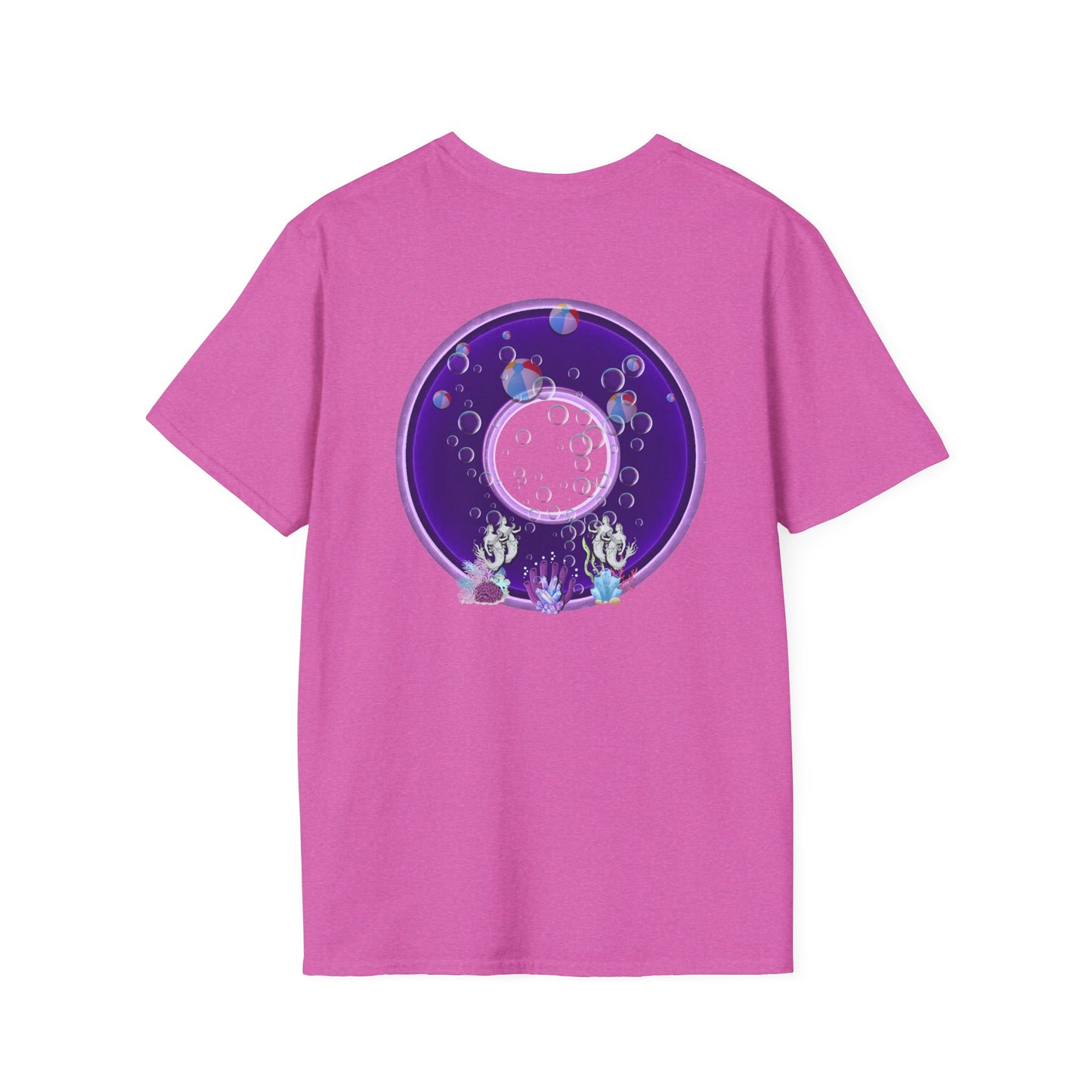 Classic Donut Tee - Unisex Soft-Style - "Sure That Sirens Made This Donut For Me" - vivid dark purple/light purple donut