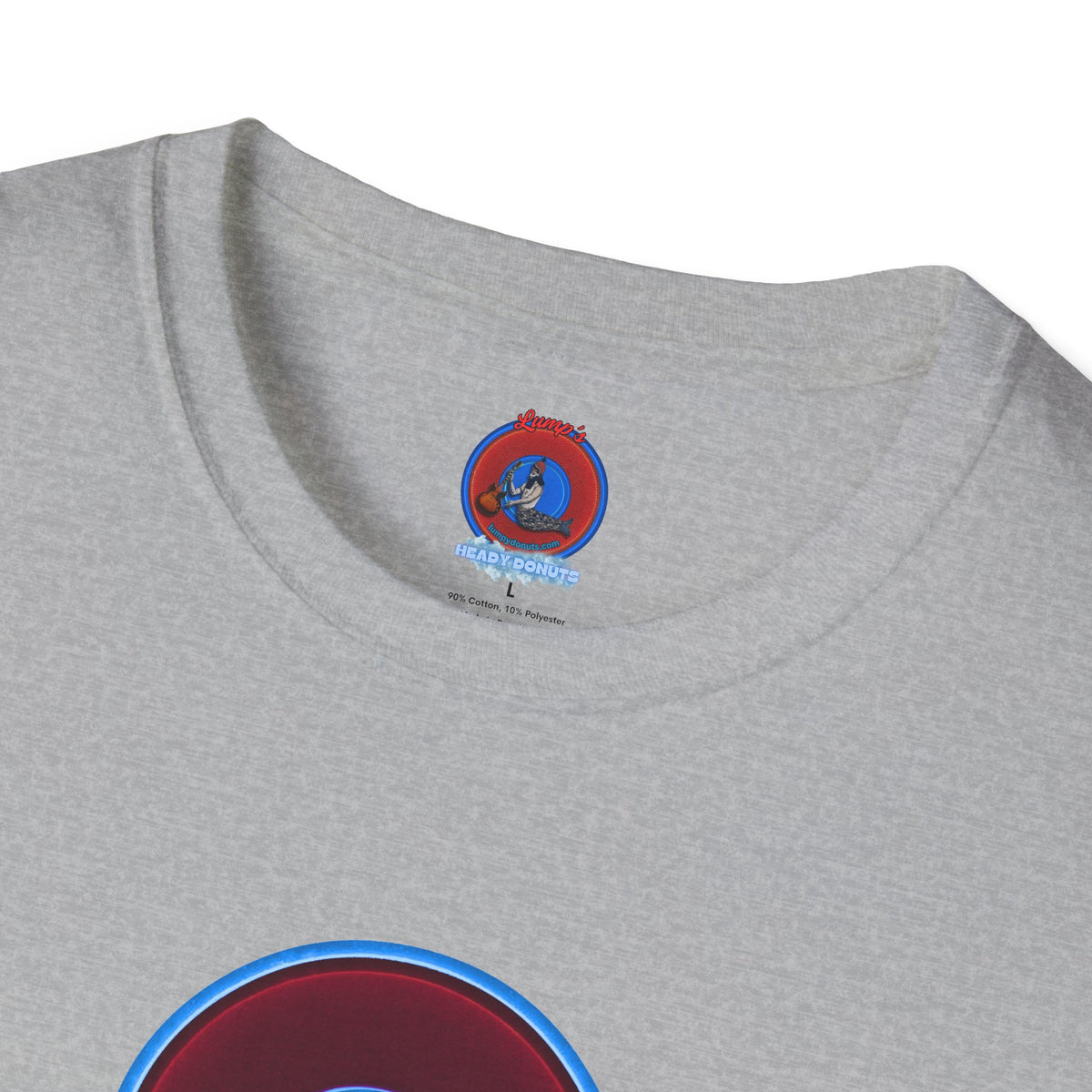Classic Donut Tee - Unisex Soft-Style - "Brotherly Donuts Jawn" - vivid dark purple-red/light blue donut
