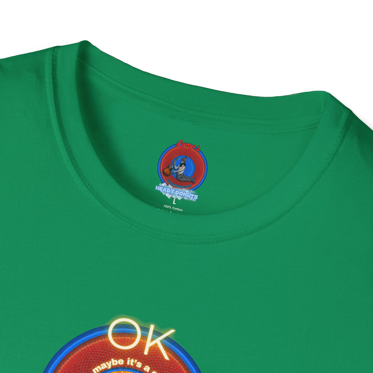 Classic Donut Tee - Unisex Soft-Style - "Donuts: Conjurers of Awesome" - series 1.0  - variant 3 - w/"okay" - red donut