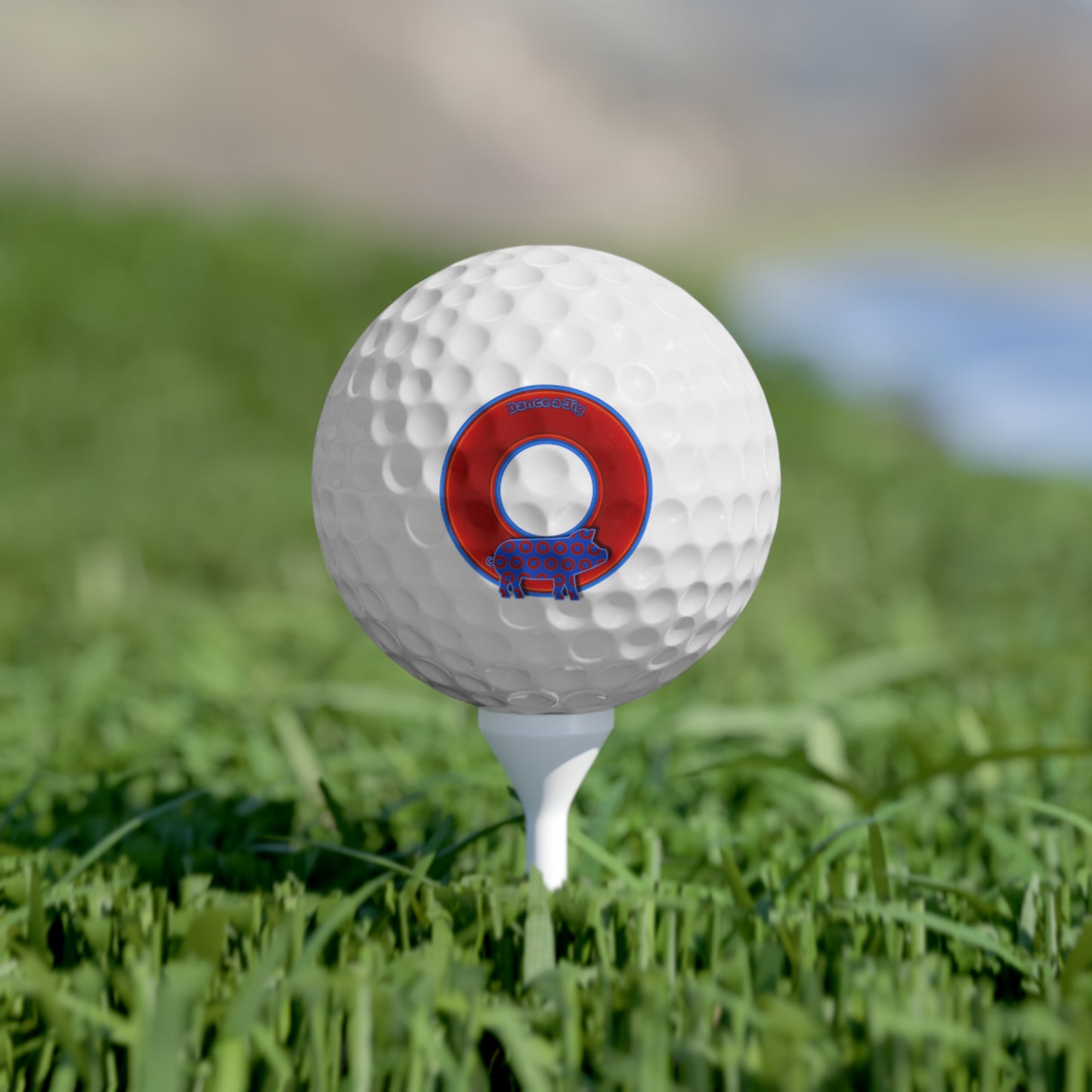 Lumpy Donut Golf Balls - 6-pack - "Guyute's All-Pork [Golf] Balls" - red/blue donut - getting jiggy w/it - variant 2
