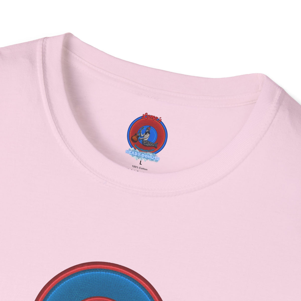 Classic Donut Tee - Unisex Soft-Style - "The Lumpy Donut" - variant 2 - blue/red donut