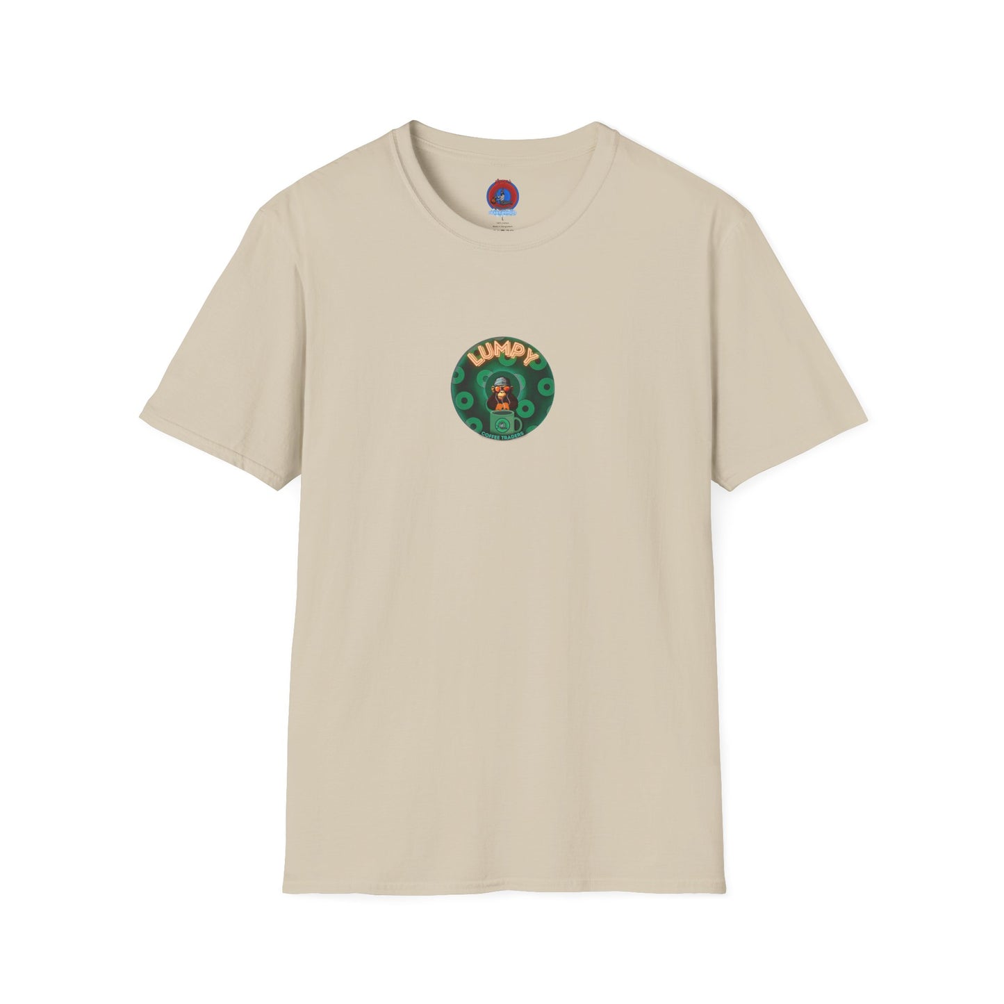 Lumpy Coffee Traders Tee - Unisex Soft-Style - "Taboo, taboot!" - paradoxical donut logo & Taboot print on back - variant 2 - logo front/taboo, taboot back