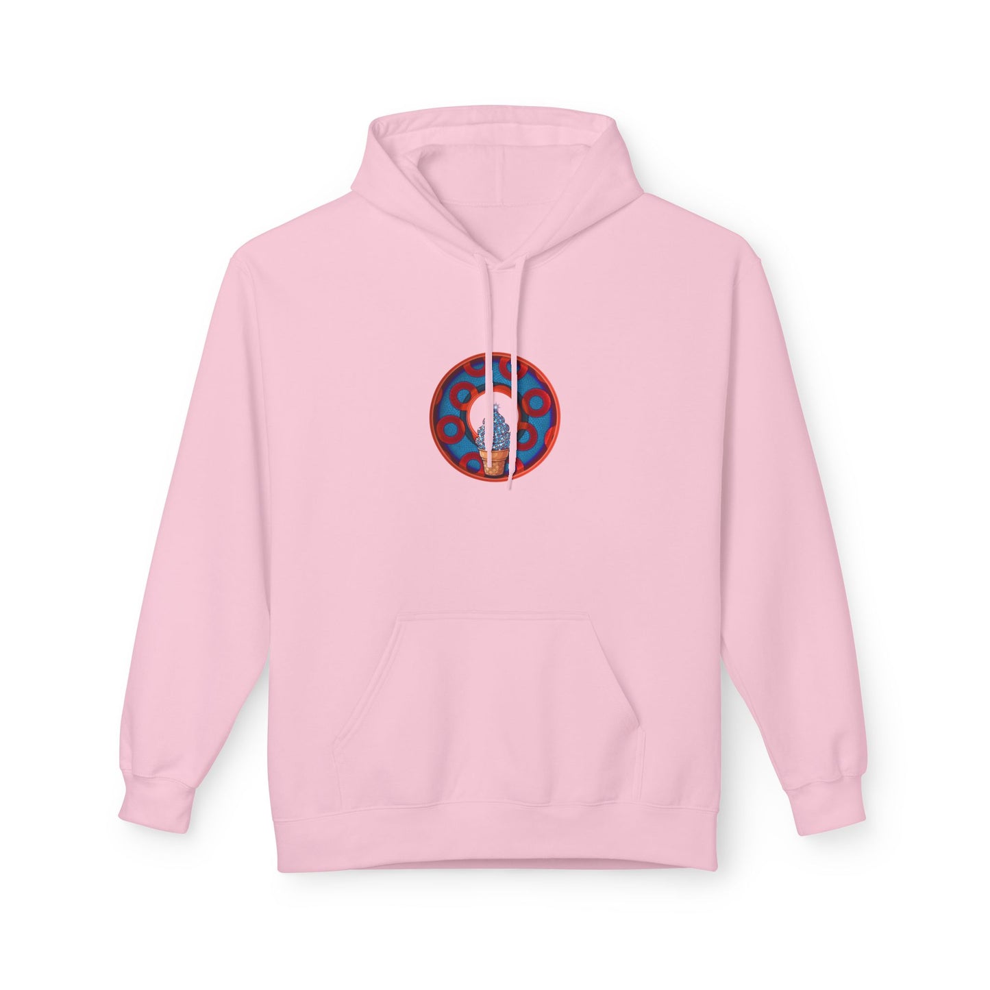 Fleece Harry Hoodies [Midweight Soft-style] - "We All Scream It's ICE Cream - YEMSG Donut" - blue/red rustic paradox donut