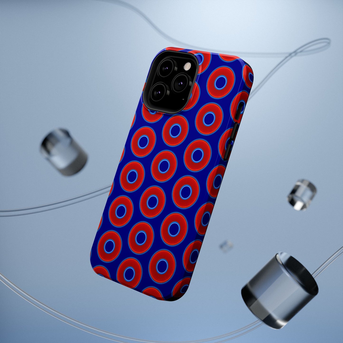 Impact-Resistant Lumpy Donut Case - red vivid donut print w/vivid navy background