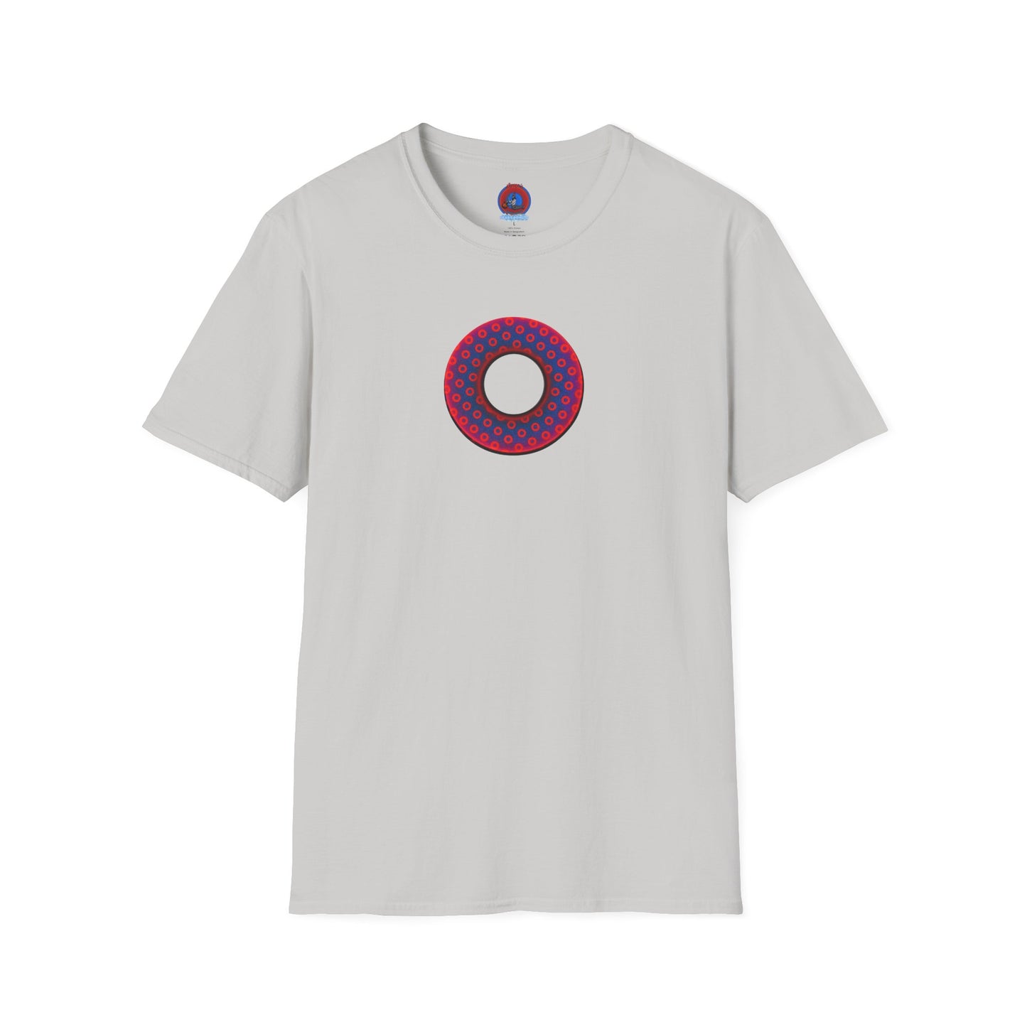 Classic Donut Tee - Unisex Soft-Style - "Vivid Donut inside a Paradox Donut" - blue/red electric paradox donut - variant 2 w/hole