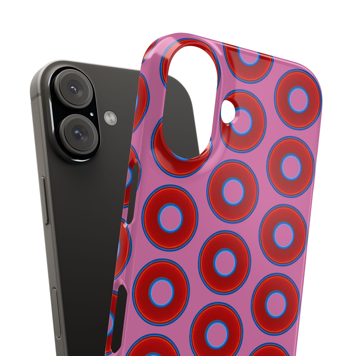 Lumpy Donut Snap Case - red vivid donut print w/light pink background
