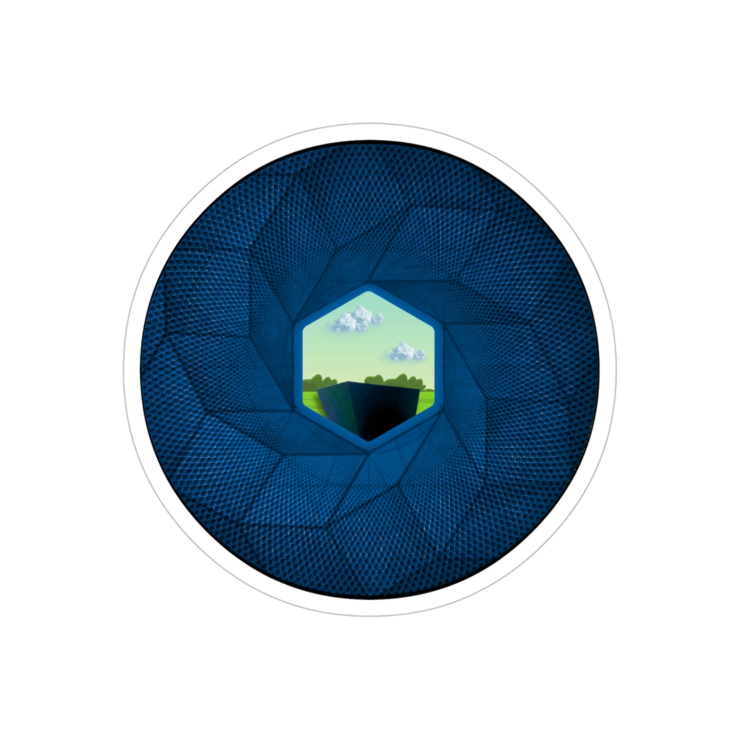 Donut Bumper/Outdoor Sticker - "Rhombus Cubed? Mind Blown" - series 1.0 - blue cubed donut - [Die-Cut] 6"x 6"