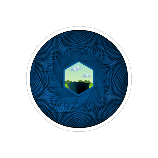 Donut Bumper/Outdoor Sticker - "Rhombus Cubed? Mind Blown" - series 1.0 - blue cubed donut - [Die-Cut] 6"x 6"