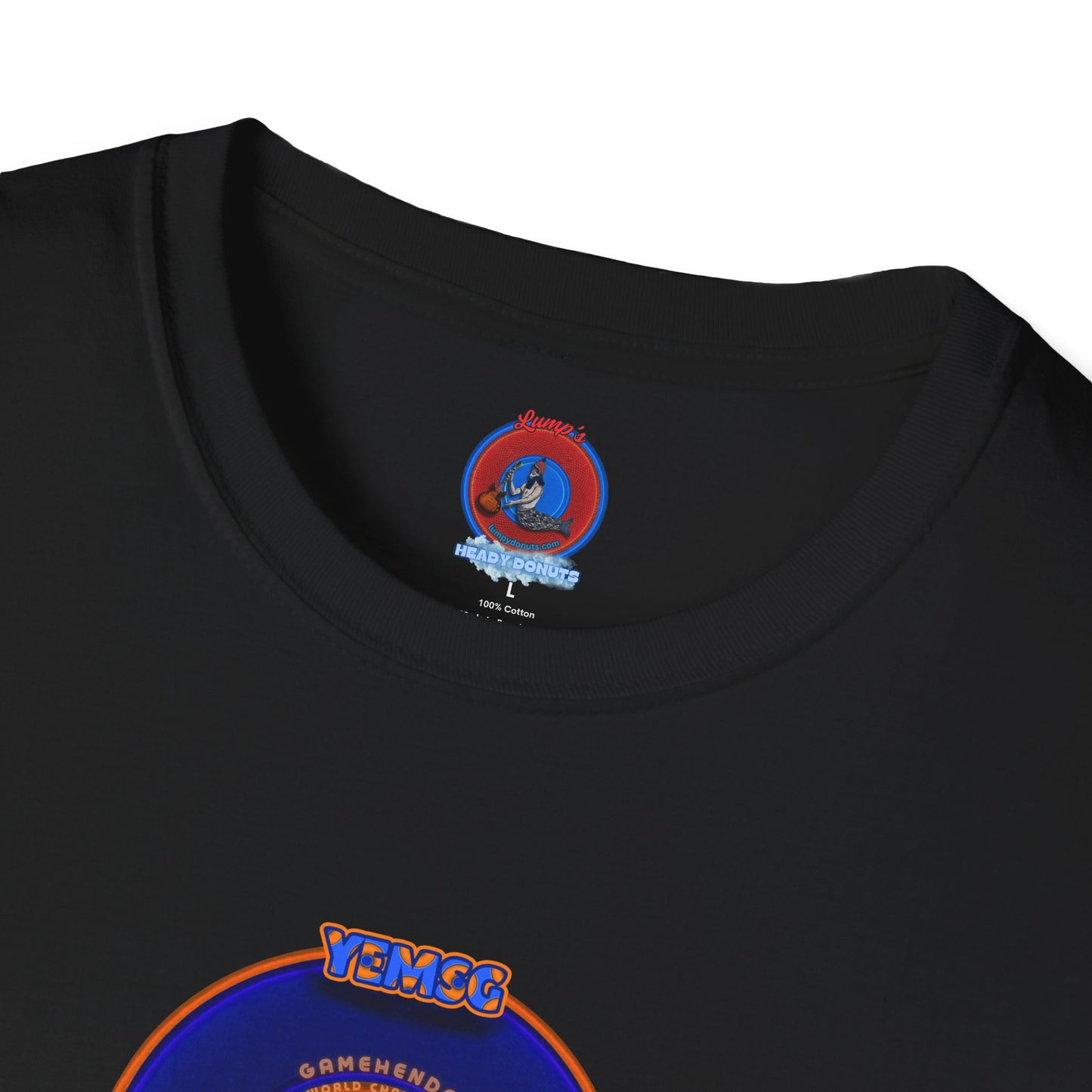 Classic Donut Tee - Unisex Soft-Style - "Diedrich Knickerbocker's Donut" - vivid blue/orange donut - variant 1