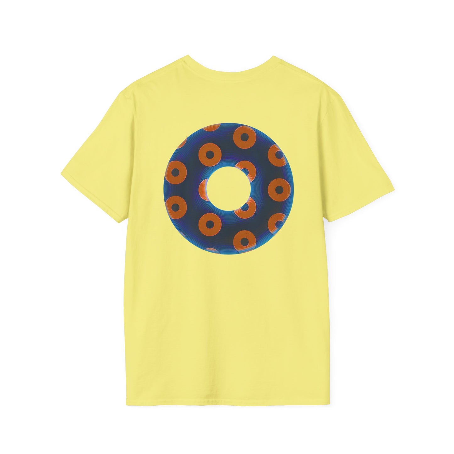 Plain Donuts/Unisex Soft-Style - "Plain Blimpy Paradoxical Donuts" - dark royal blue/orange donuts