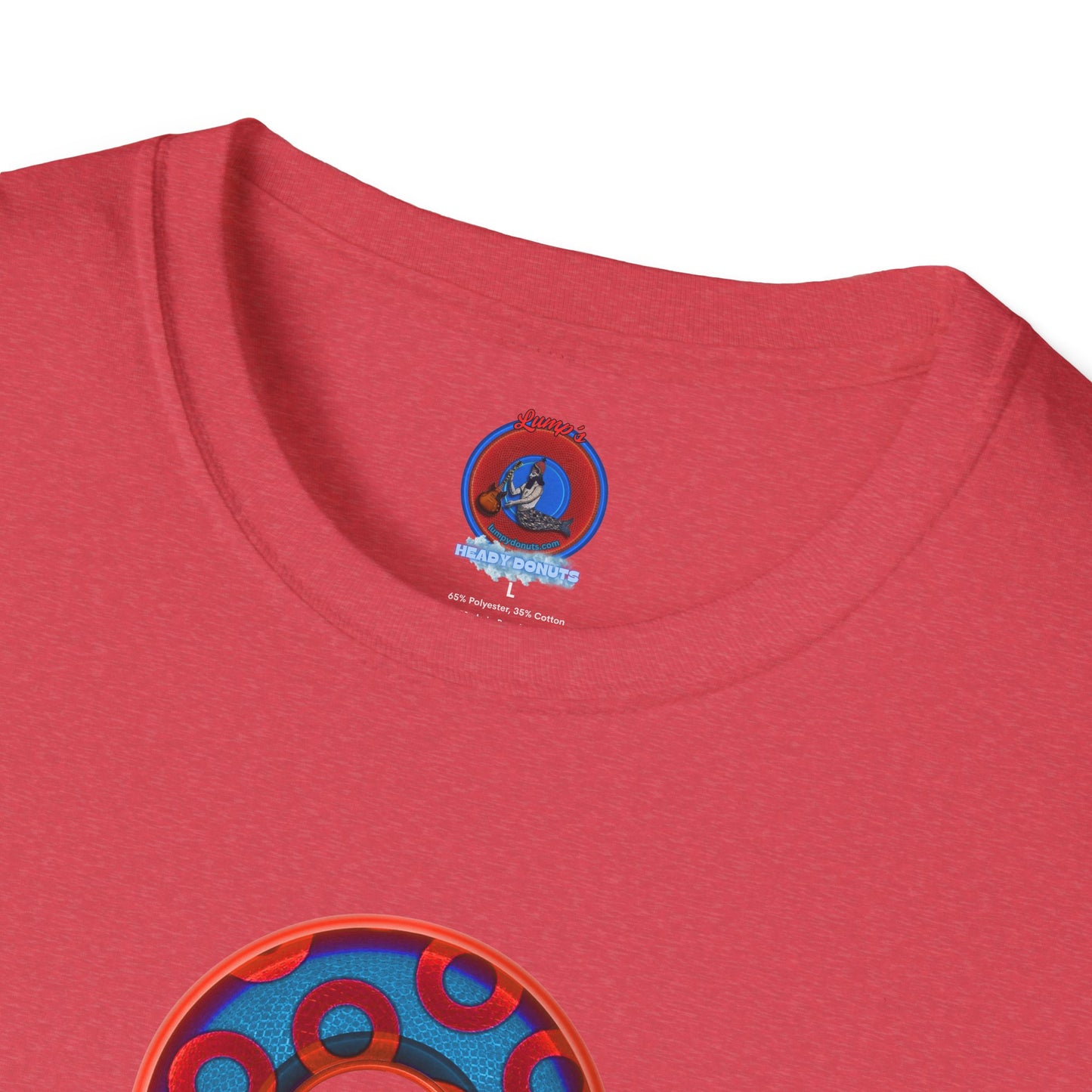Plain Donuts/Unisex Soft-Style - "Plain Rustic Paradoxical Donuts" - red/light royal blue donuts