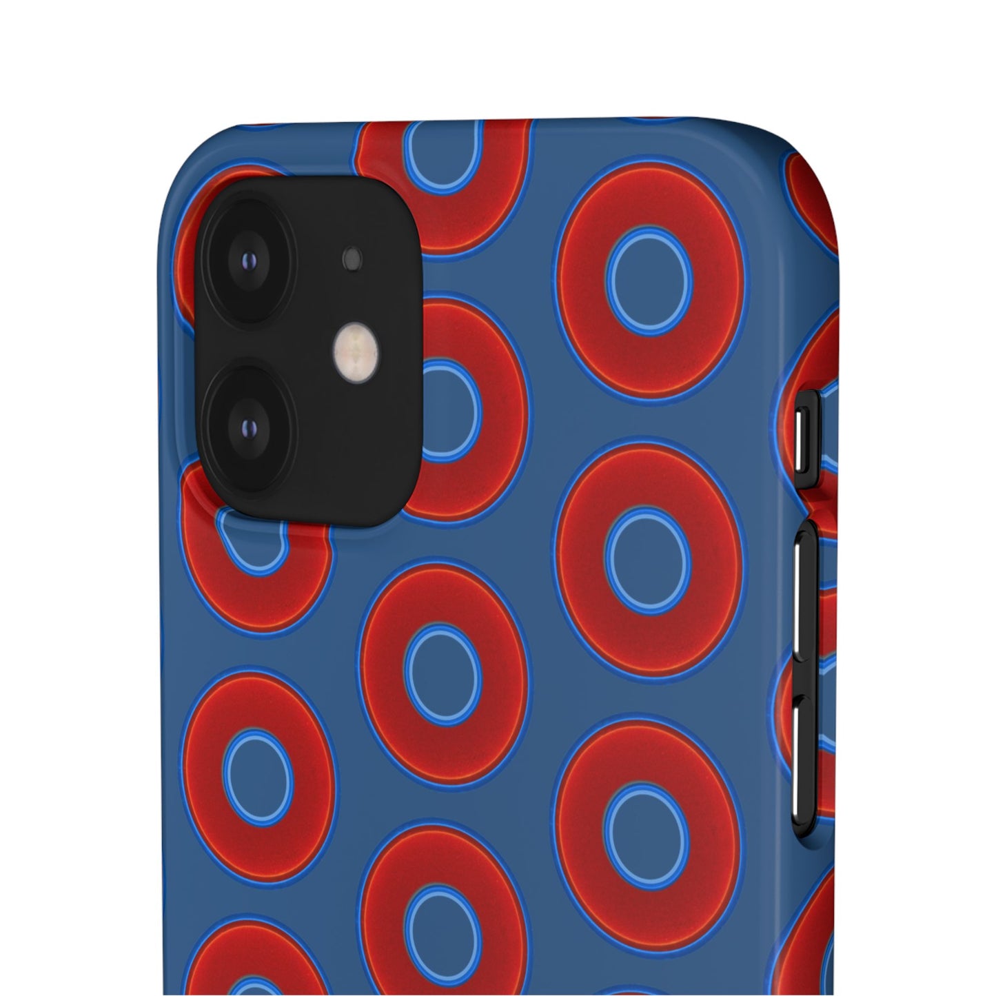 Lumpy Donut Snap Case - red vivid donut print w/light navy blue background