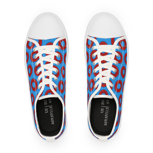 Men's - Low Top Chuck Taylors - large vivid red donut print w/sky royal blue background