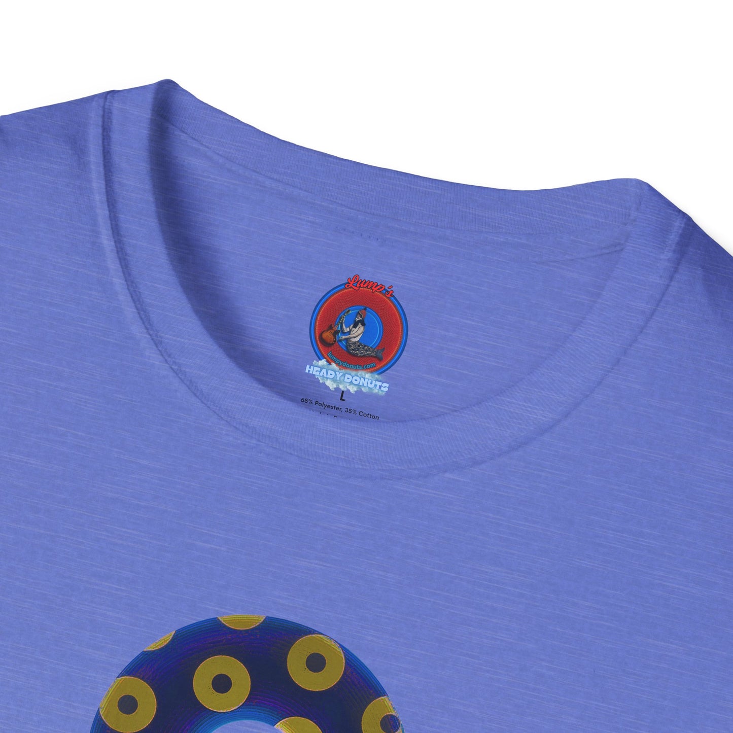 Plain Donuts/Unisex Soft-Style - "Plain Blimpy Paradoxical Donuts" - dark royal blue/yellow donuts
