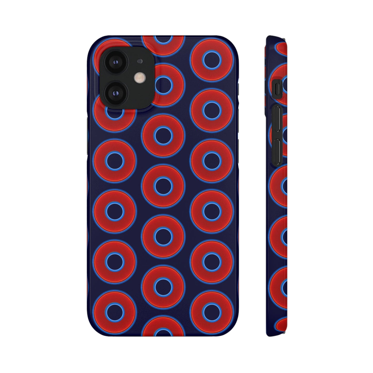 Lumpy Donut Snap Case - red vivid donut print w/midnight blue background