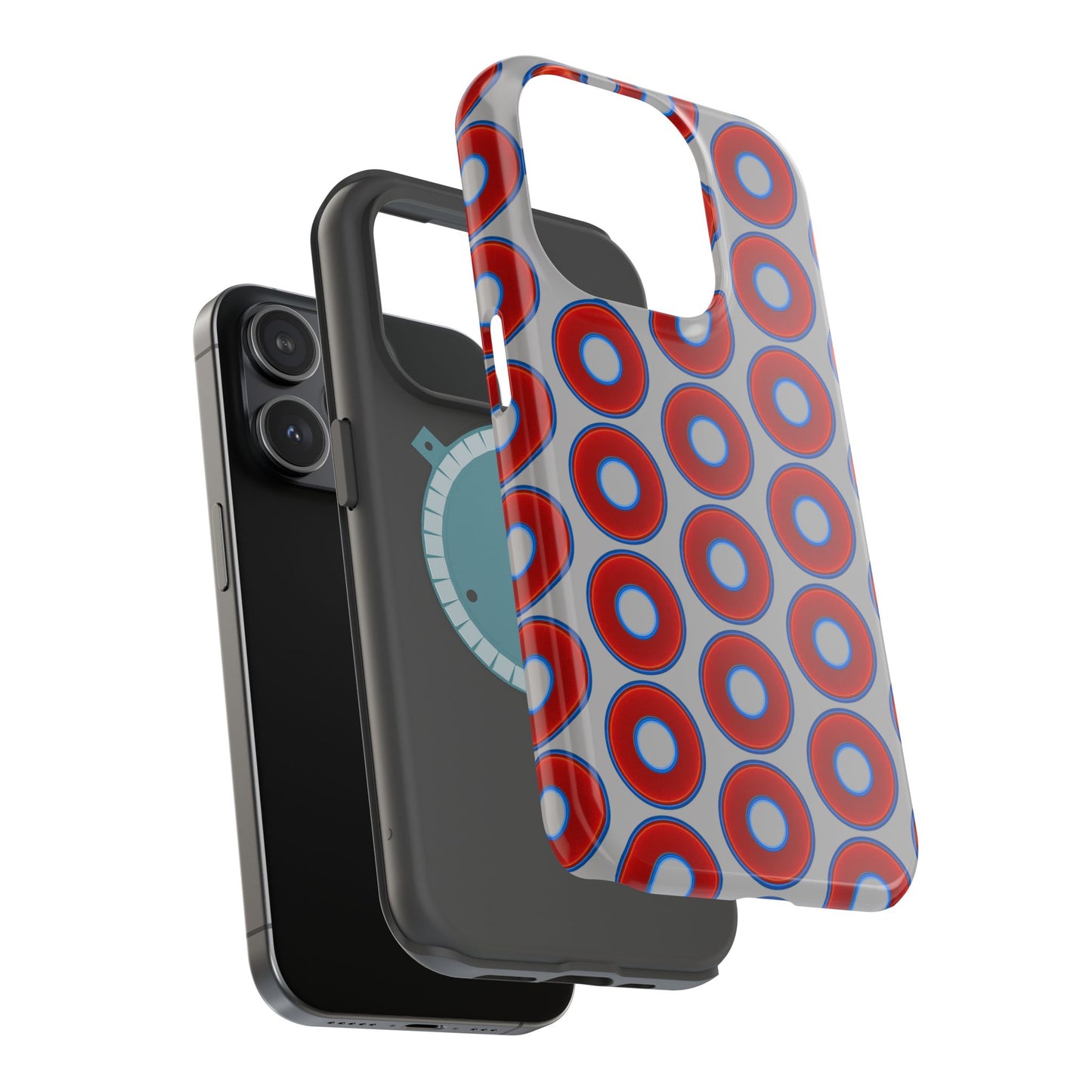 Magnetic Tough Donut Case - red vivid donut print w/light gray background