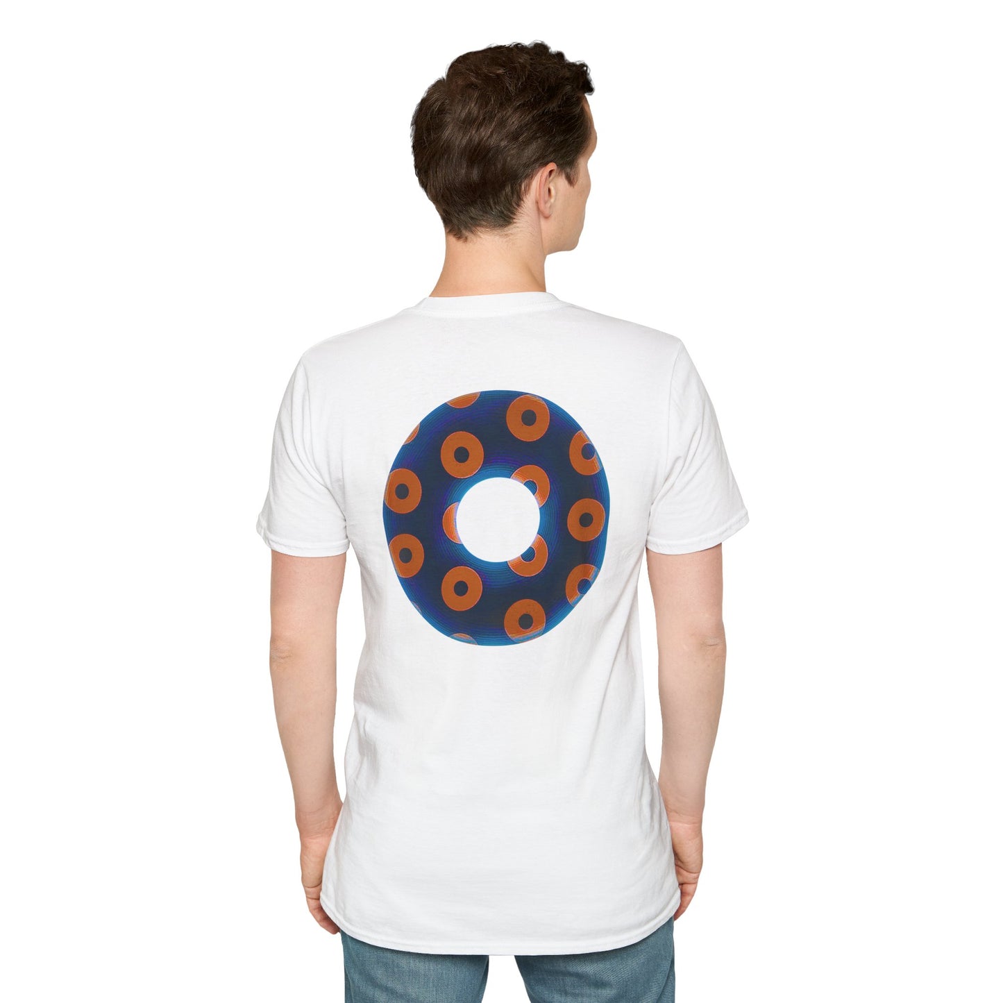Plain Donuts/Unisex Soft-Style - "Plain Blimpy Paradoxical Donuts" - dark royal blue/orange donuts