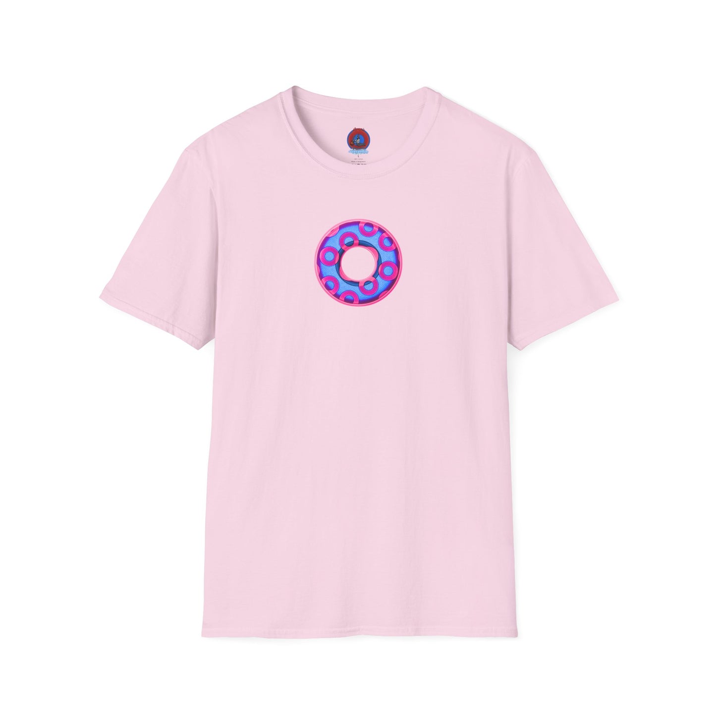 Plain Donuts/Unisex Soft-Style - "Plain Rustic Paradoxical Donuts" - light blue/magenta donuts
