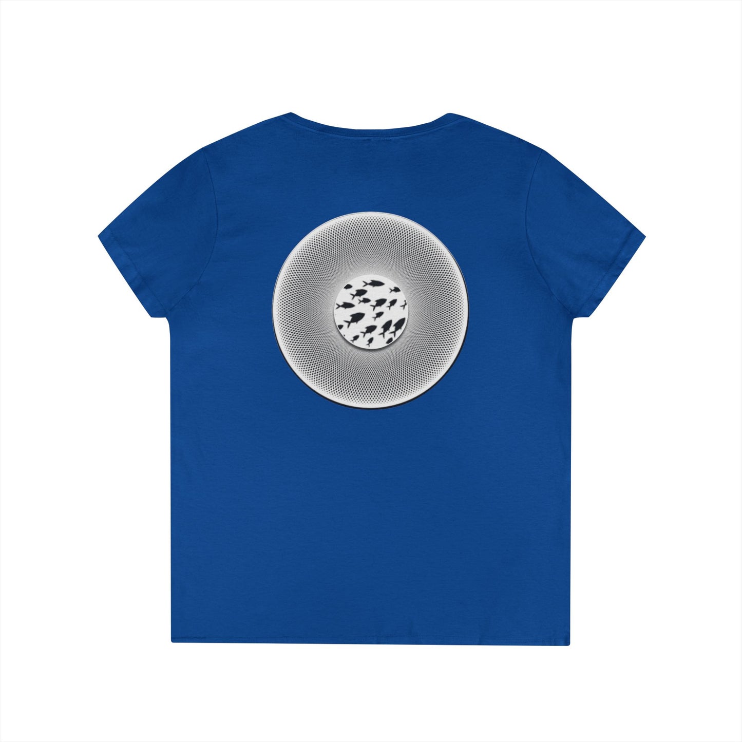 Women's Donut V-Neck Tee - "If I'm Swimming By" - variant 1 - white/black phatty donut w/