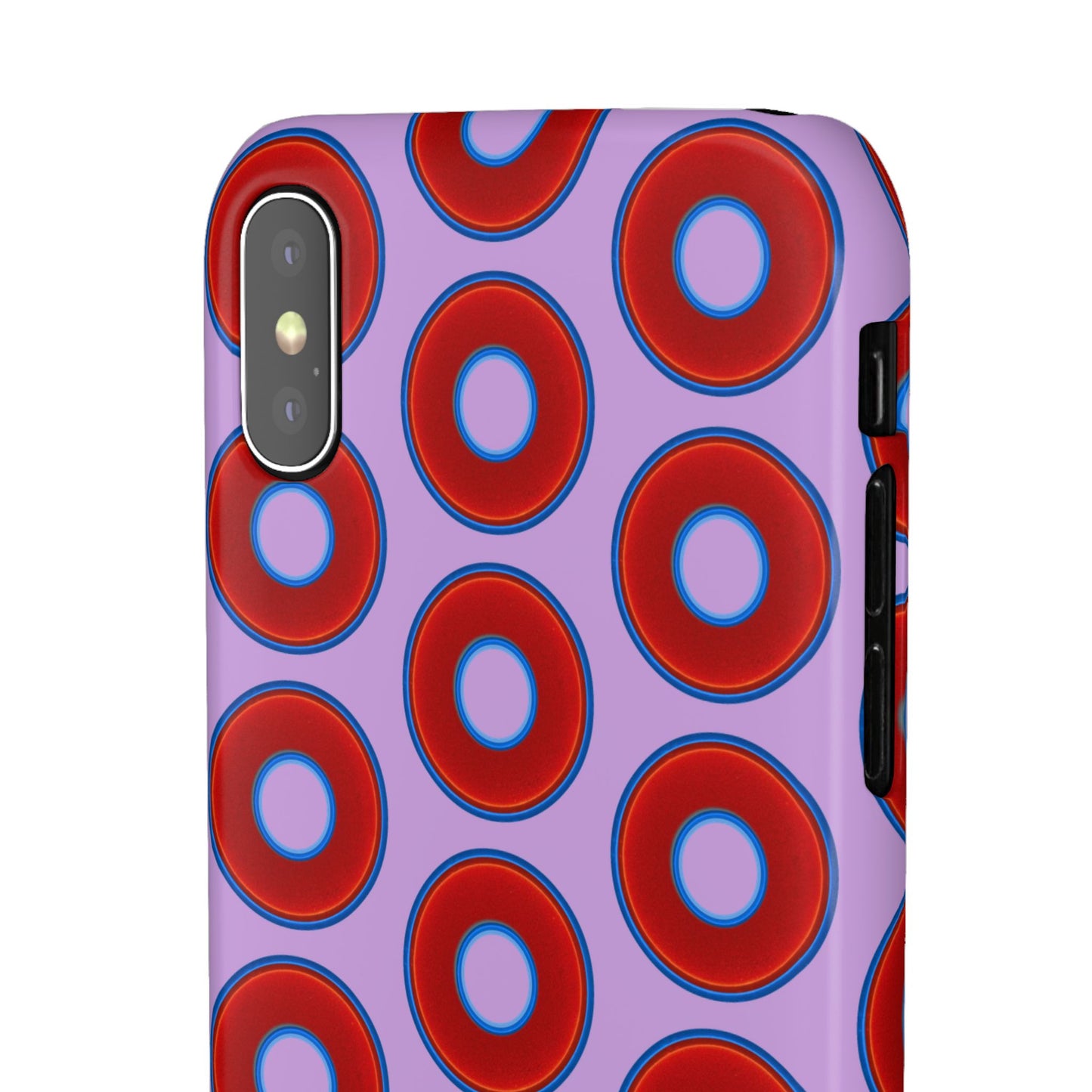 Lumpy Donut Snap Case - red vivid donut print w/wisteria purple background