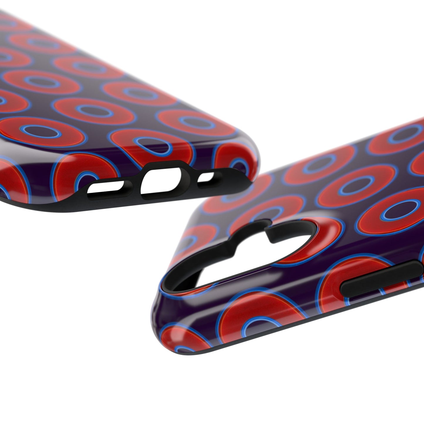 Impact-Resistant Lumpy Donut Case - red vivid donut print w/midnight purple background