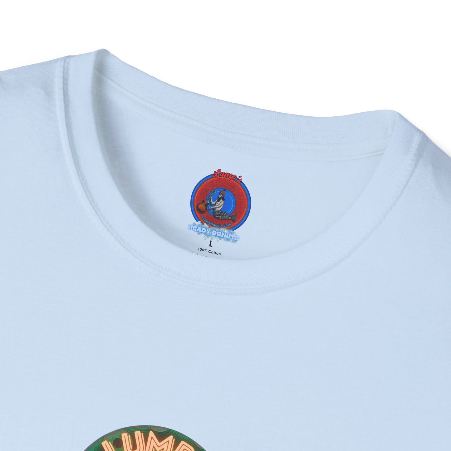 Lumpy Coffee Traders Tee - Unisex Soft-Style - "Taboo, taboot!" - paradoxical donut logo & Taboot print on back - variant 2 - logo front/taboo, taboot back