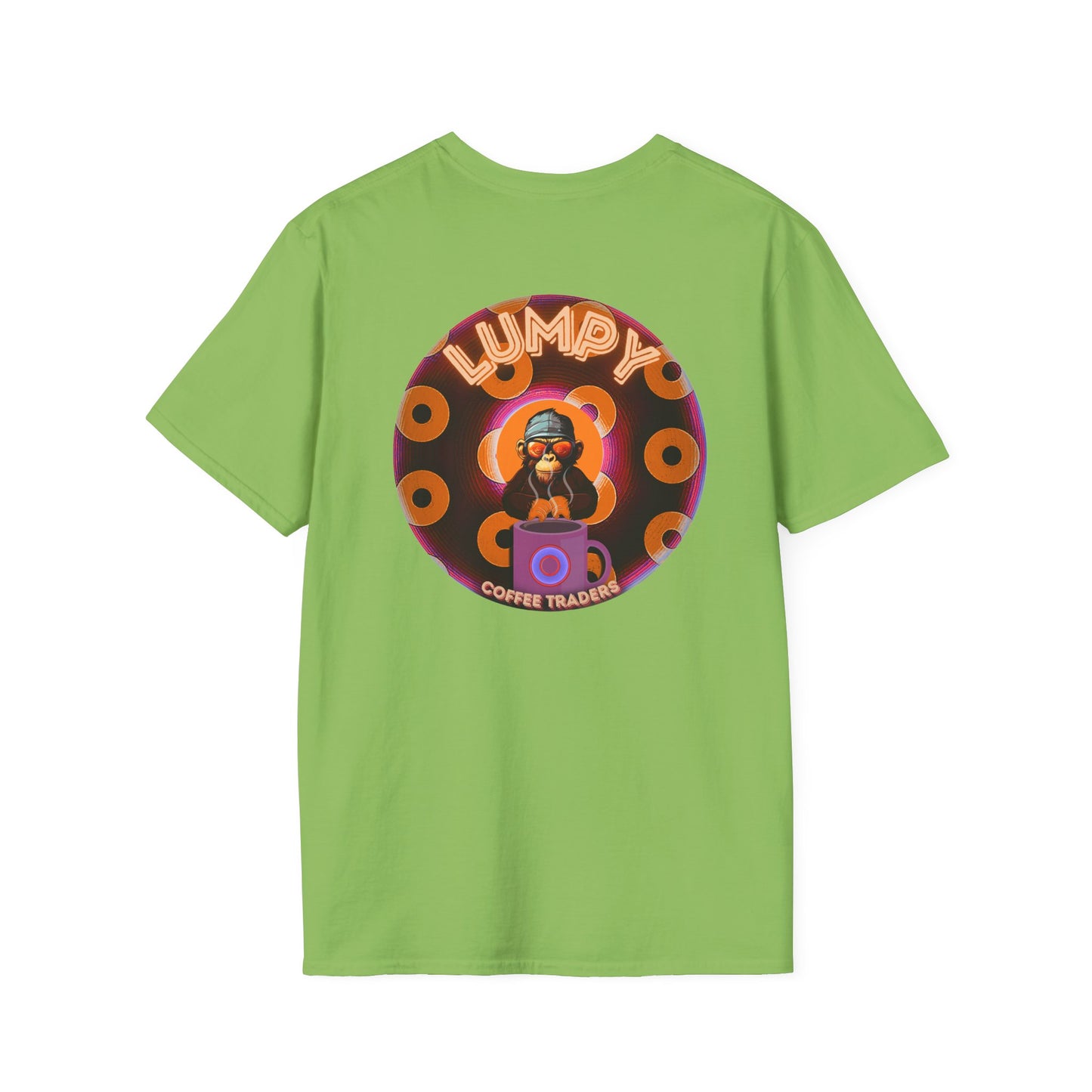 Coffee Traders Tee - Unisex Soft-Style - "Columbia House CDs " - paradoxical donut - variant 1 - coffee front/logo back