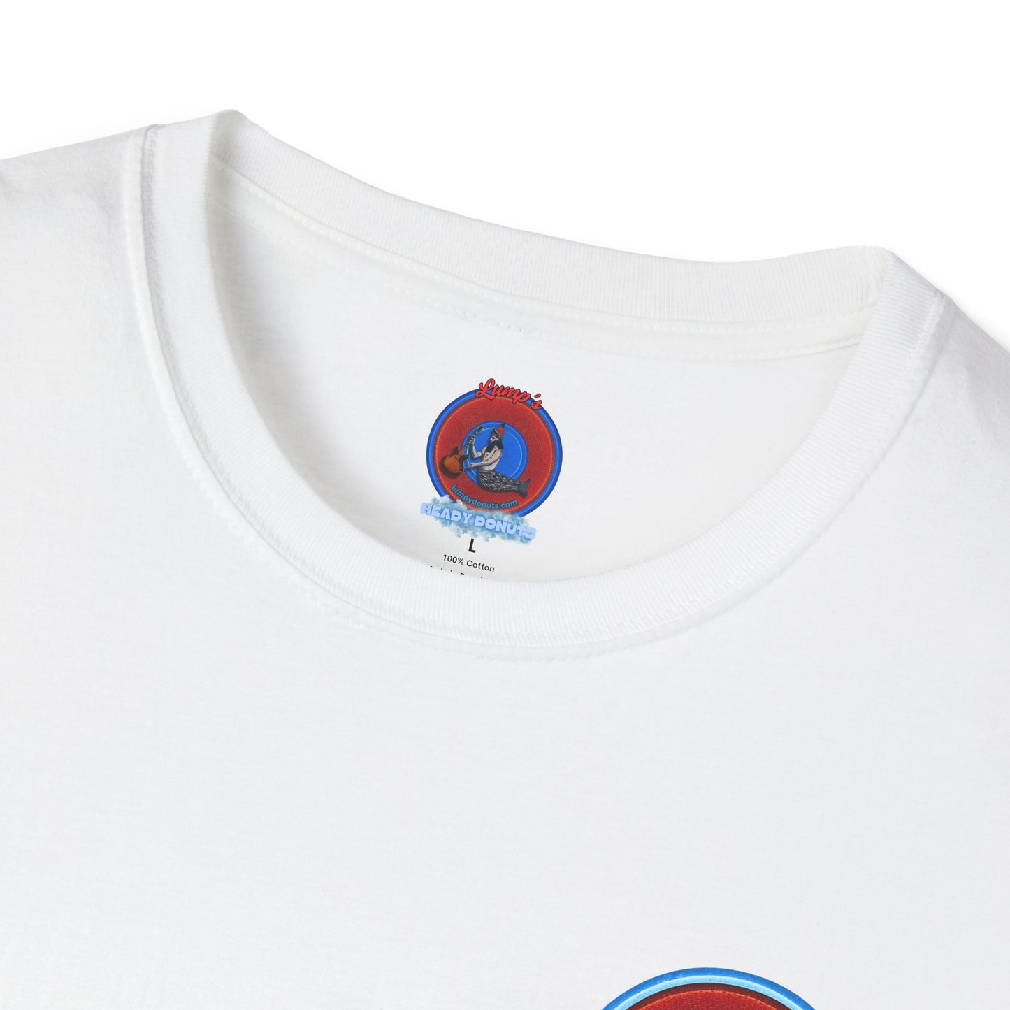 Classic Donut Tee - Unisex Soft-Style - "My Friend the Donut " - series 1.0  - variant 1 - red/blue donut