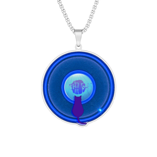 Lump's Heady Donut Necklace - 1" x 1" Stainless Steel Pendant - "Your Pet Donut Pendant" - blue/blue rustic donut - variant 2
