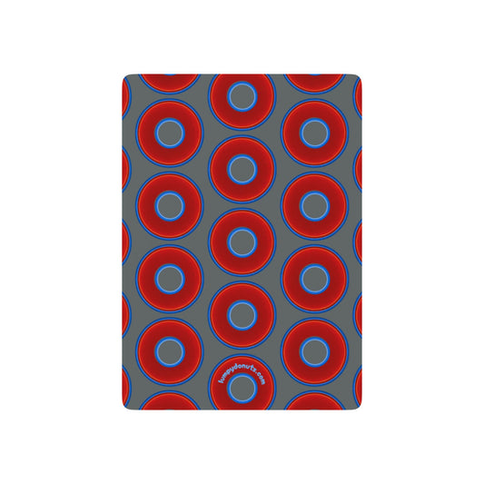 Lumpy Donut Playing Decks - 52-cards - red vivid donuts w/dark gray background
