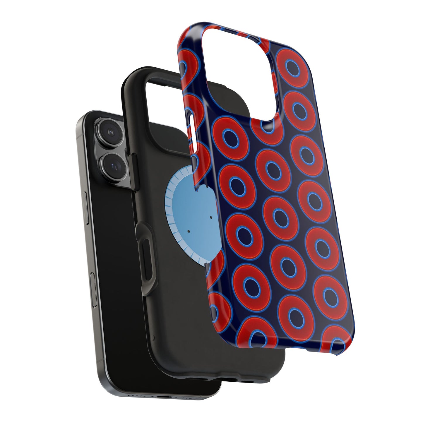 Magnetic Tough Donut Case - red vivid donut print w/dark navy blue background