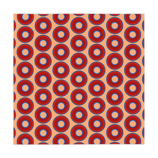 Lumpy Tablecloth - 55.1" x 55.1" - vivid red donuts w/peach background