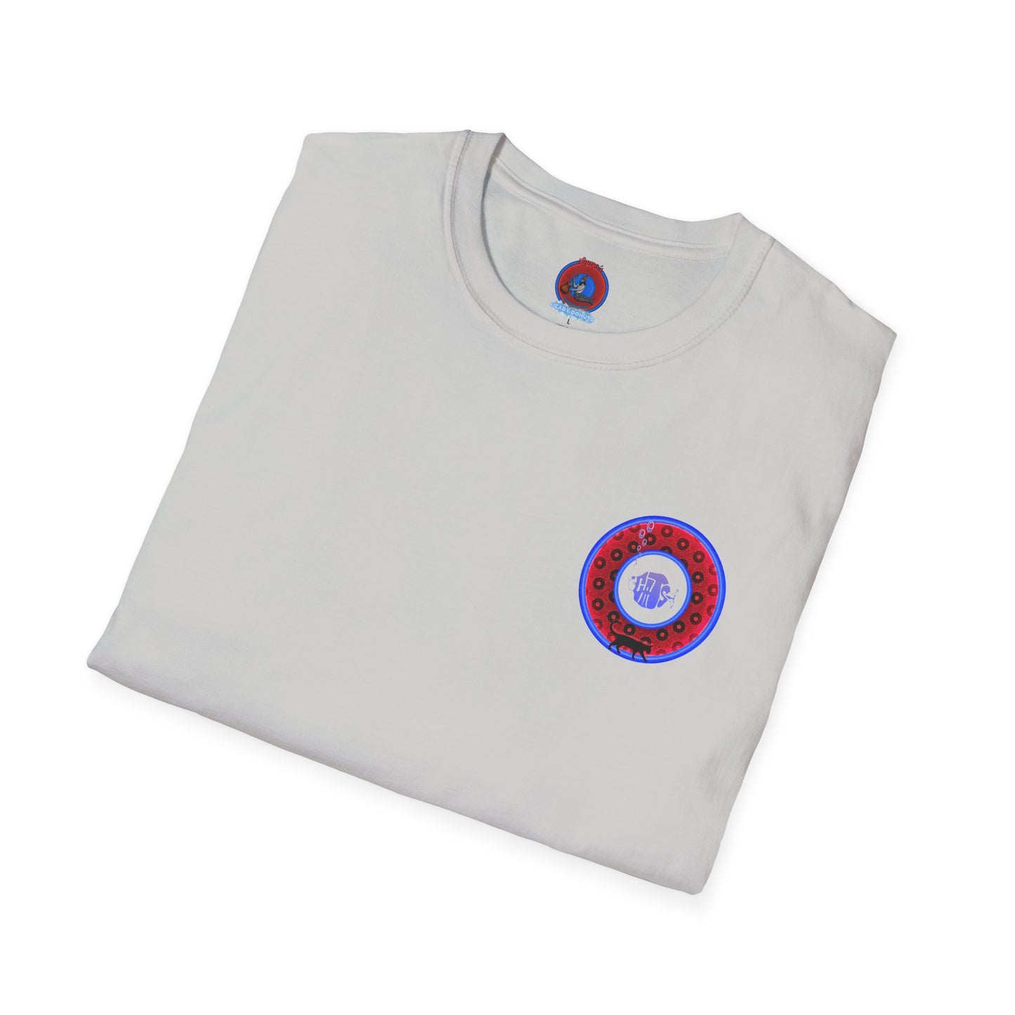 Classic Donut Tee - Unisex Soft-Style - "Cats: The Donut" - paradoxical red/blue widemouthed donut - variant 3