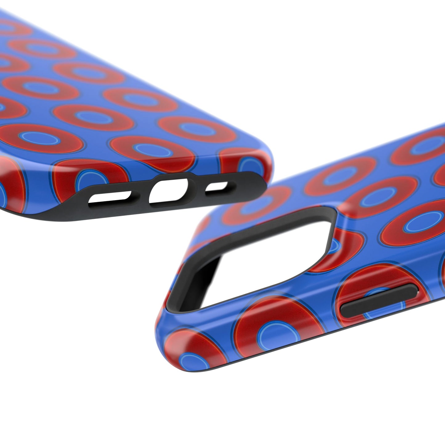 Impact-Resistant Lumpy Donut Case - red vivid donut print w/medium royal blue background