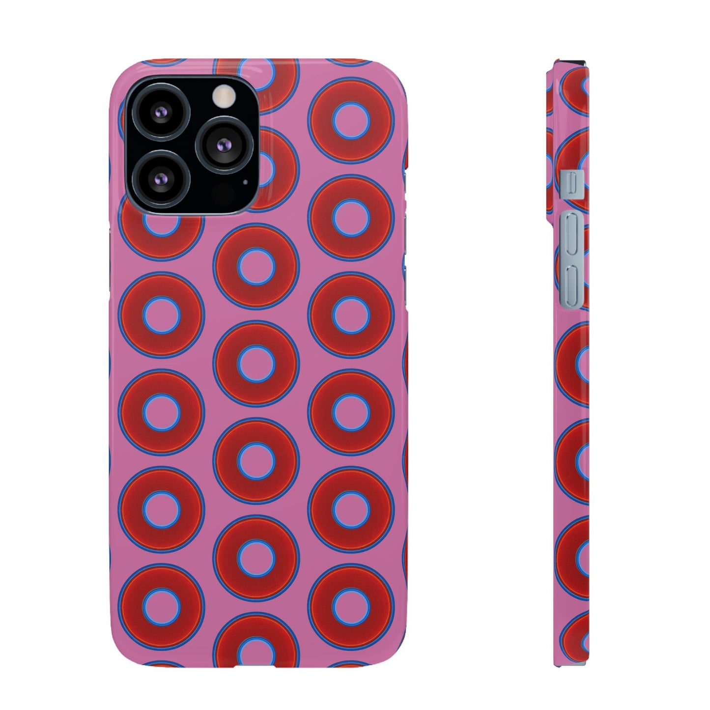 Lumpy Donut Snap Case - red vivid donut print w/light pink background