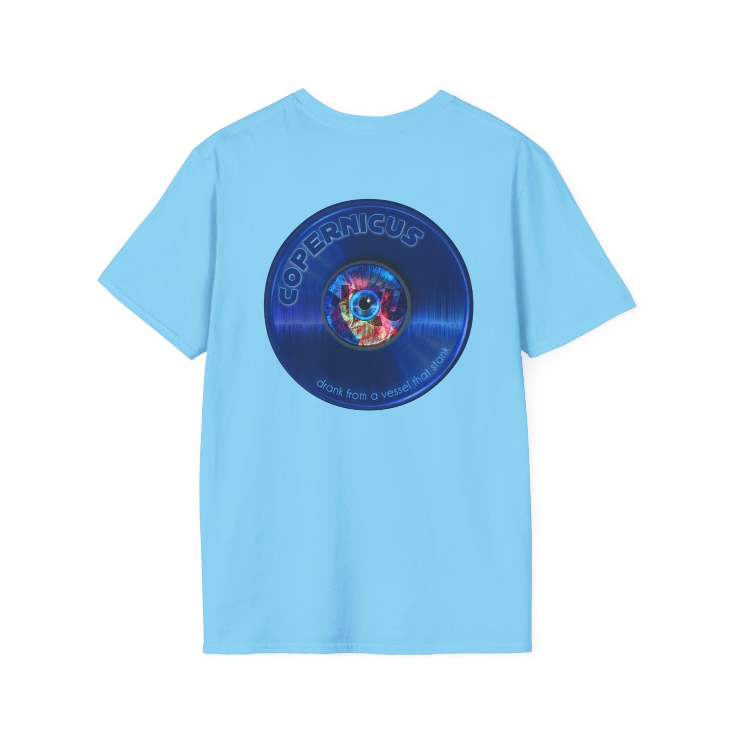 Classic Donut Tee - Unisex Soft-Style - "Drunken Copernicus" - series 1.0 - variant 1 - blue donut