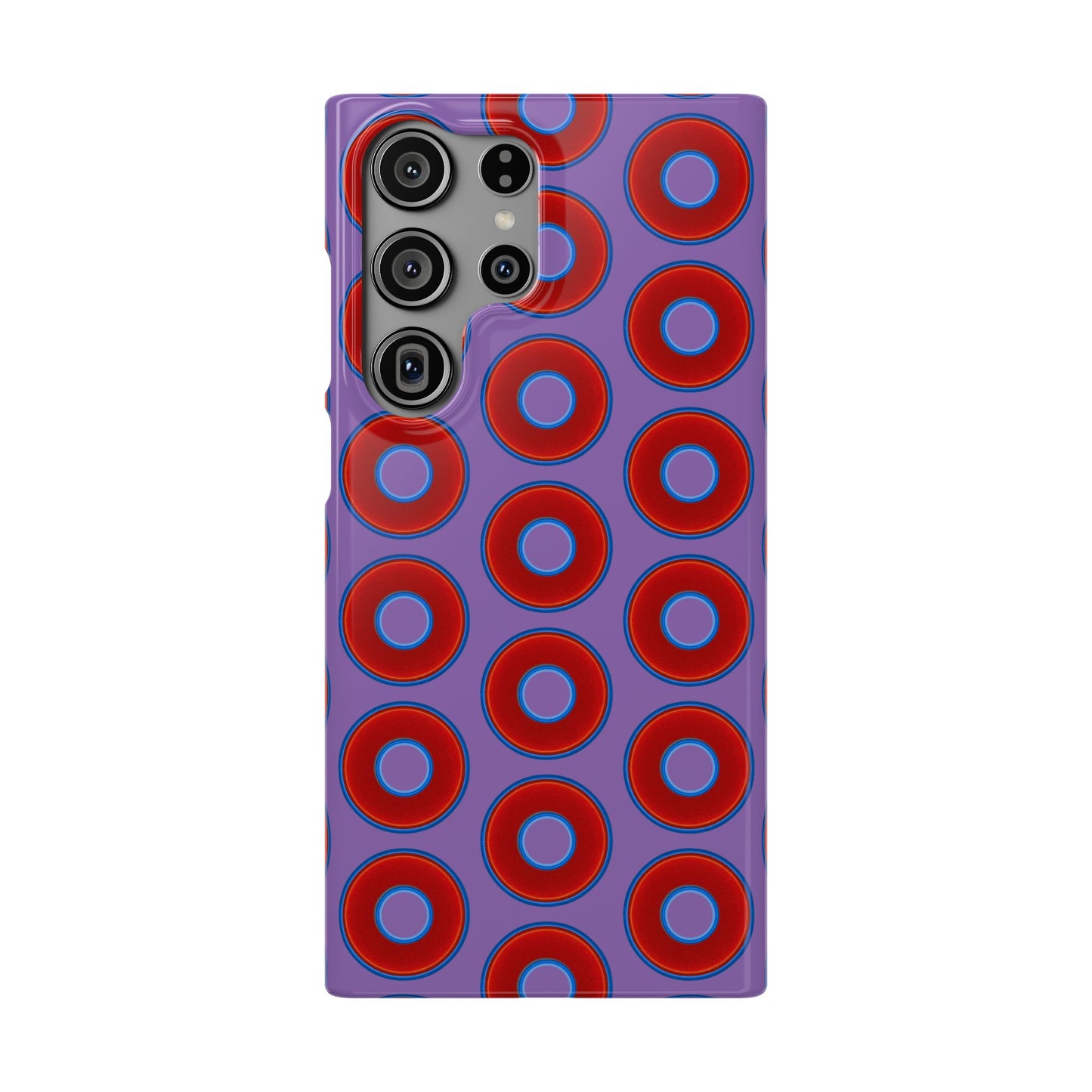 Lumpy Donut Snap Case - red vivid donut print w/light purple background