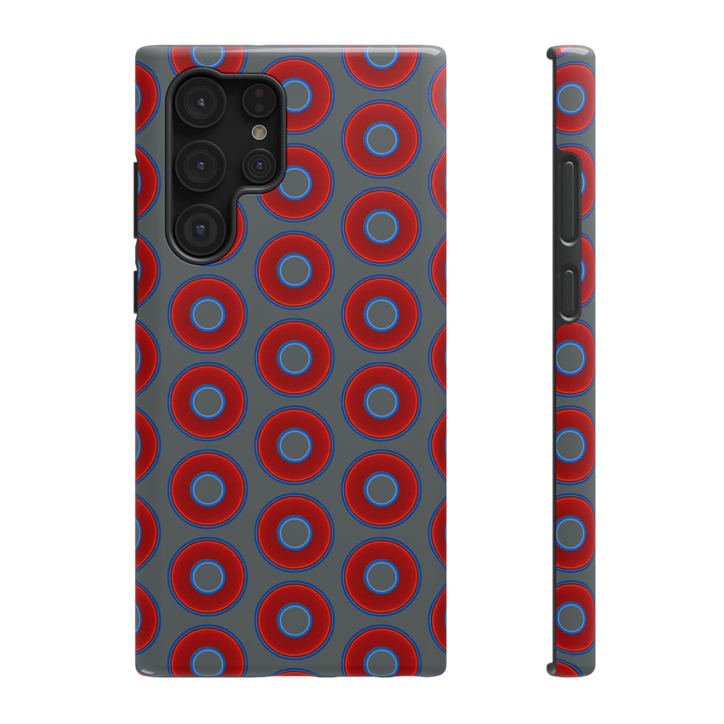 Impact-Resistant Lumpy Donut Case - red vivid donut print w/dark gray background