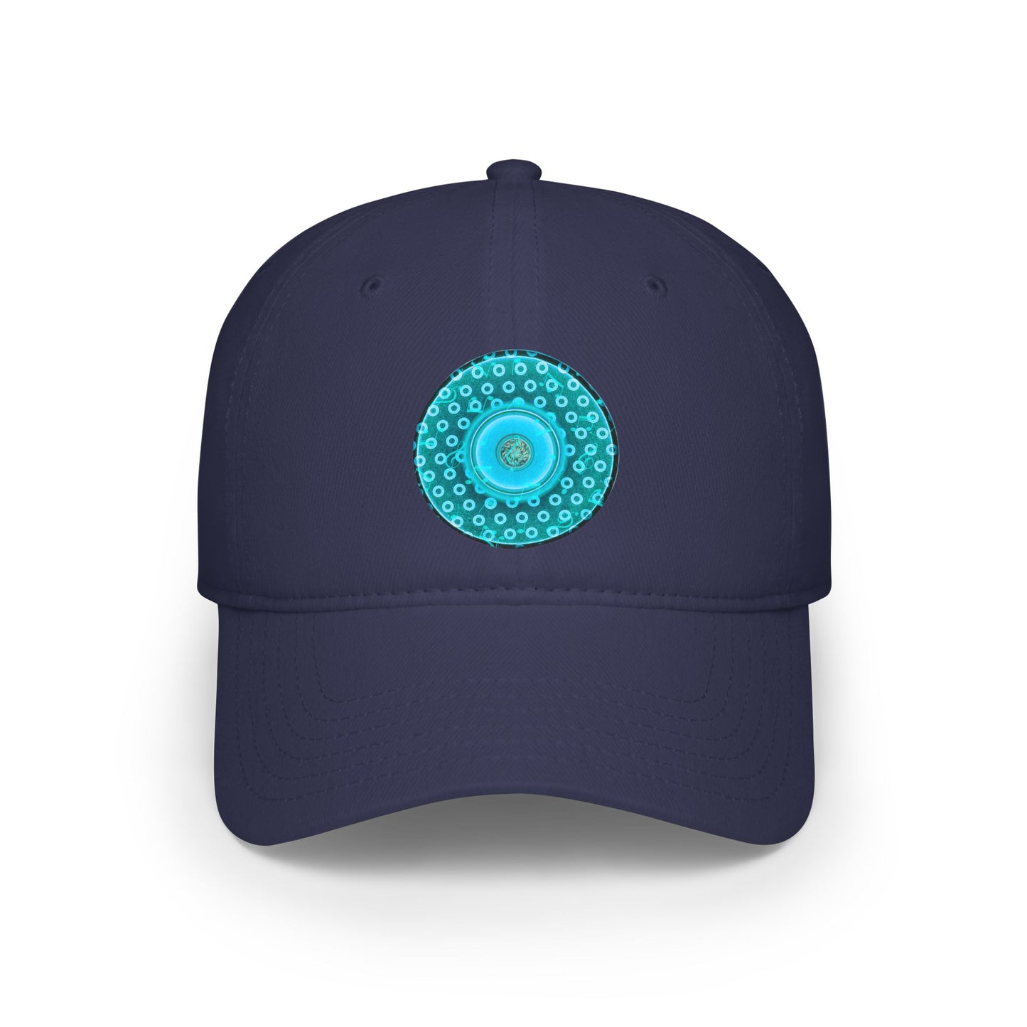Lumpy Donut Baseball Cap - "A Donut, I thought I heard the Ocean Sing" - aquamarine/teal paradoxical rustic donut w/