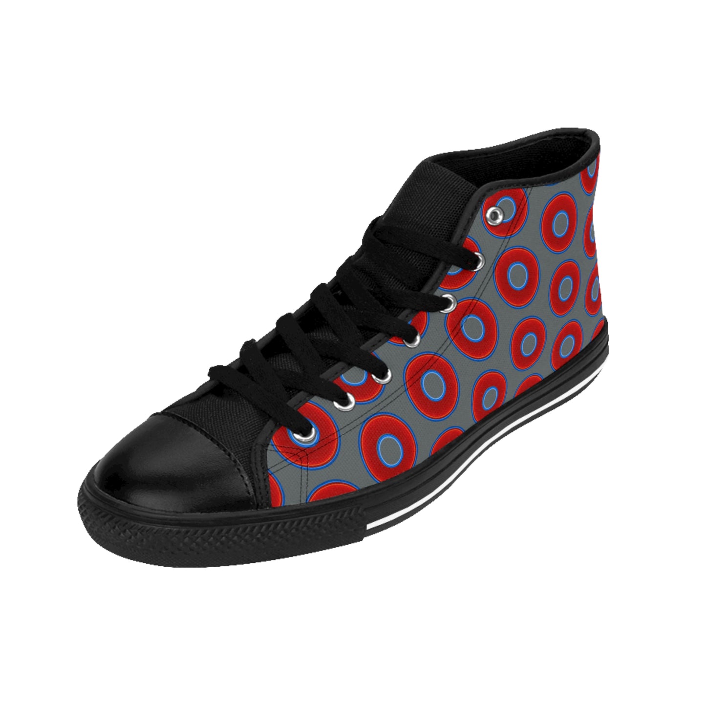 Men's Cushiony Convectors - High Tops - red vivid donuts w/dark gray background