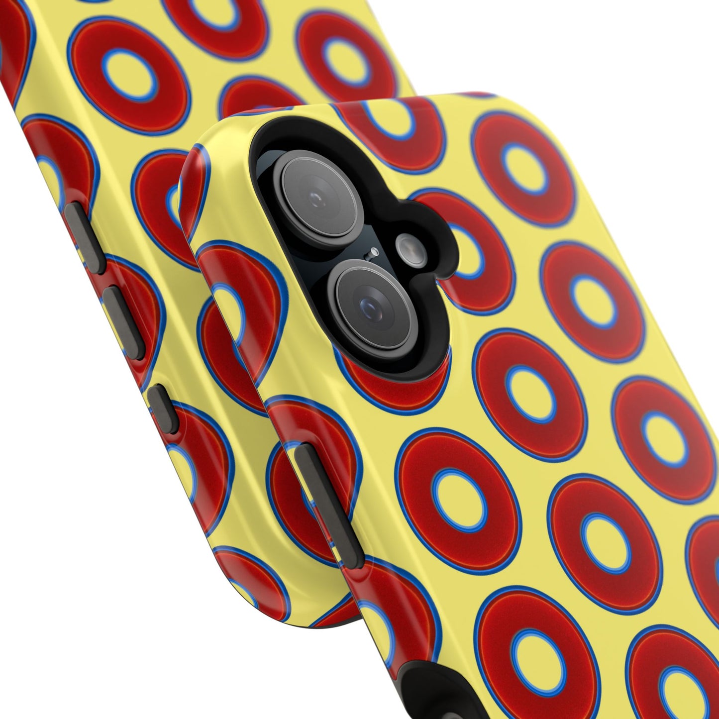 Impact-Resistant Lumpy Donut Case - red vivid donut print w/yellow background