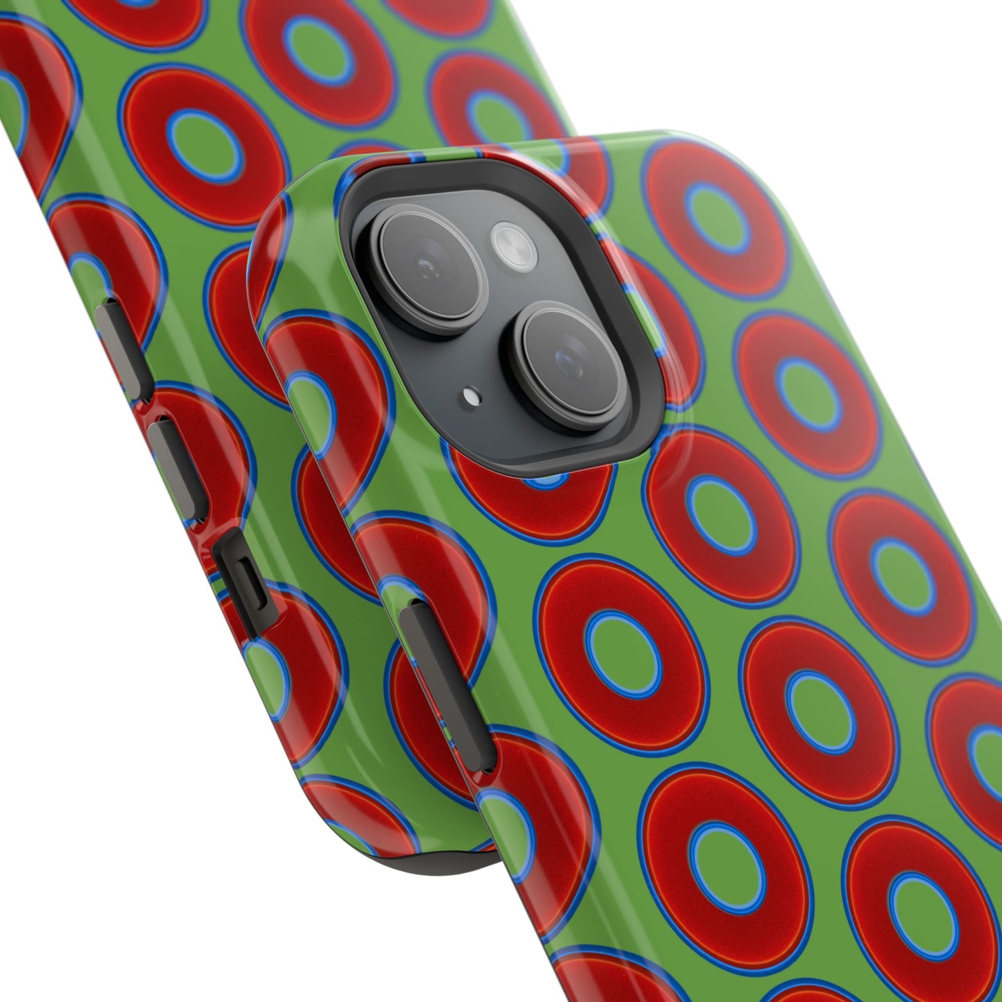 Magnetic Tough Donut Case - red vivid donut print w/light green background