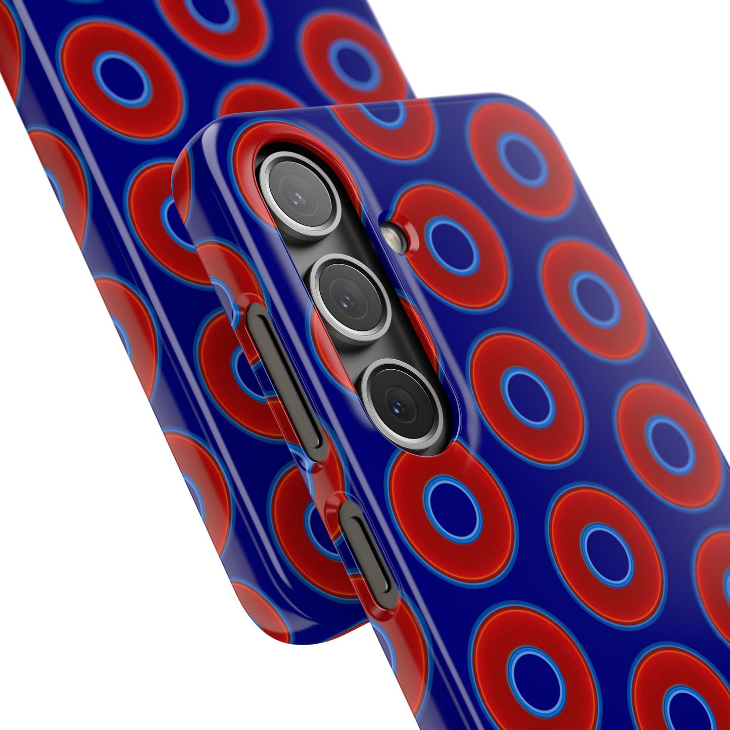 Lumpy Donut Snap Case - red vivid donut print w/vivid navy blue background